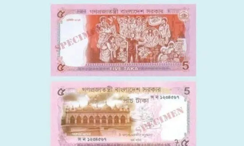 নতুন ডিজাইনের ৫ টাকার নোট বাজারে ছাড়লো সরকার